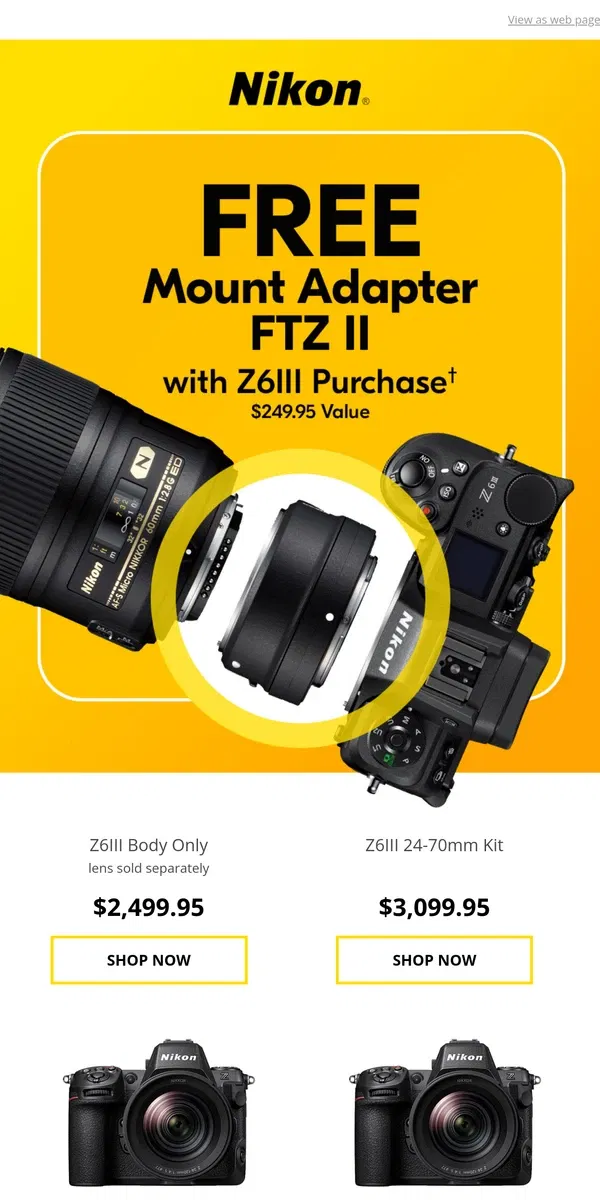 Email from Nikon. Fall Finds at Falling Prices