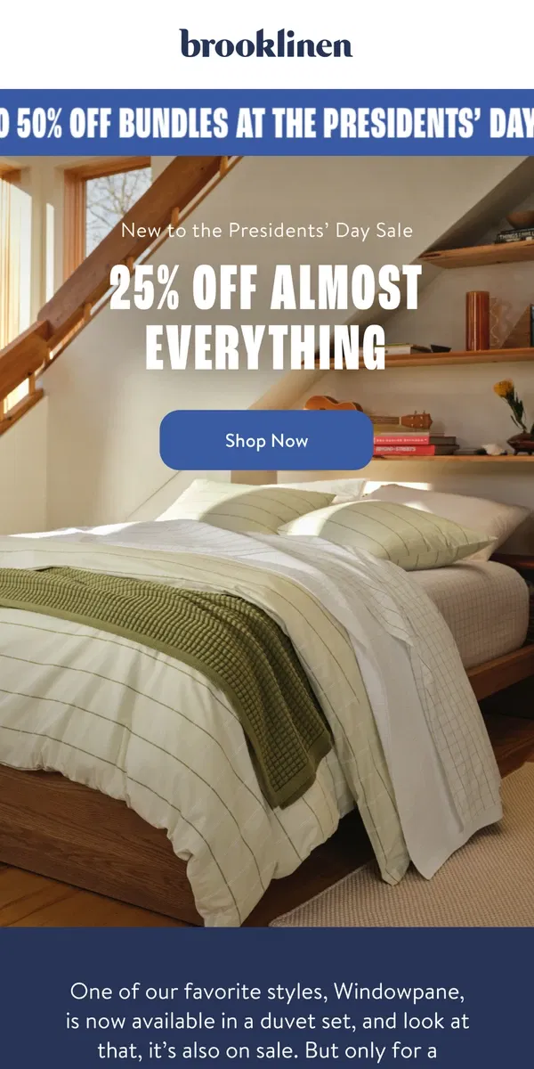 Email from Brooklinen. Last chance to SAVE BIG on new arrivals