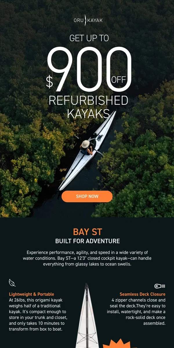 Email from Oru Kayak. Up to $900 Off | Certified Refurbished Sale ‼️