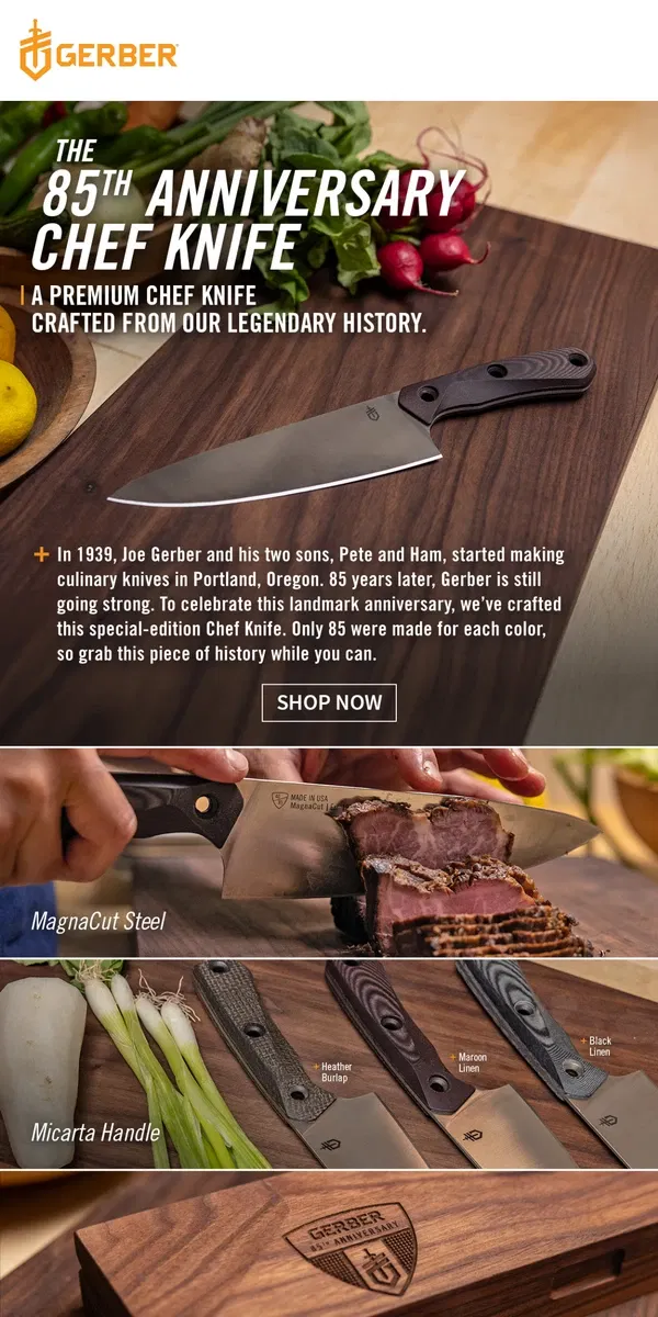 Email from Gerber Gear. 85th Anniversary Knife is HERE