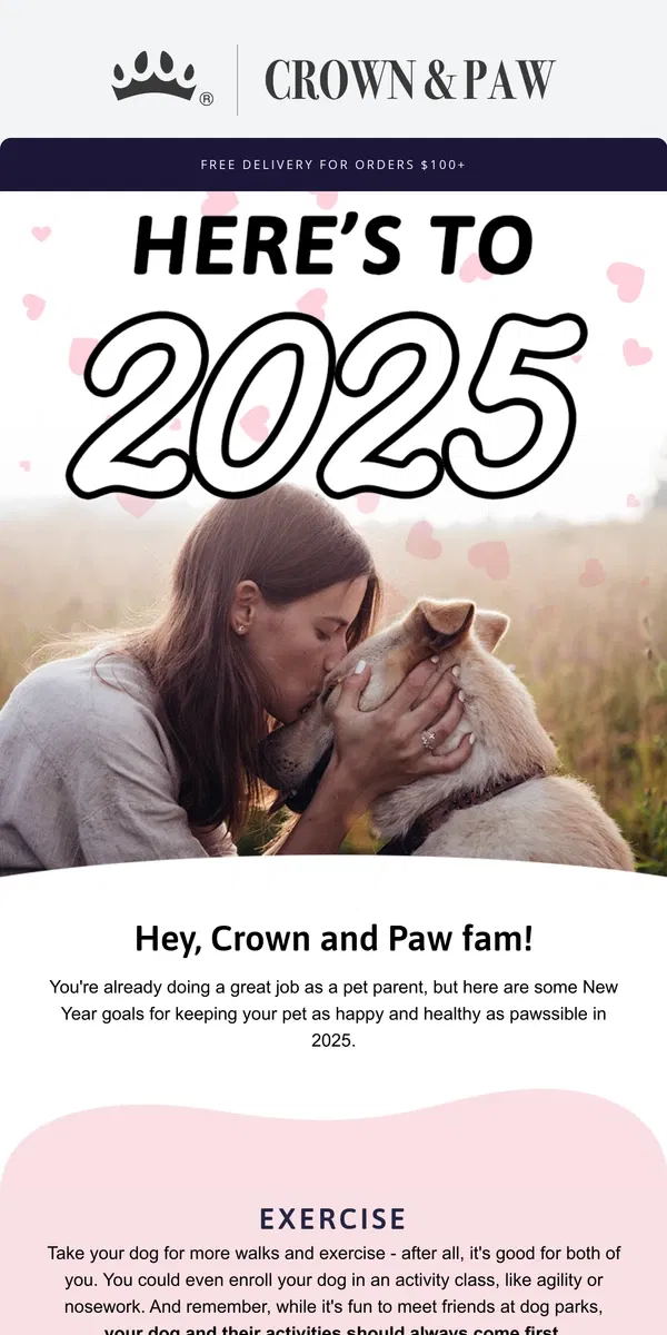 Email from Crown & Paw. Your 2025 resolutions are here  🎯