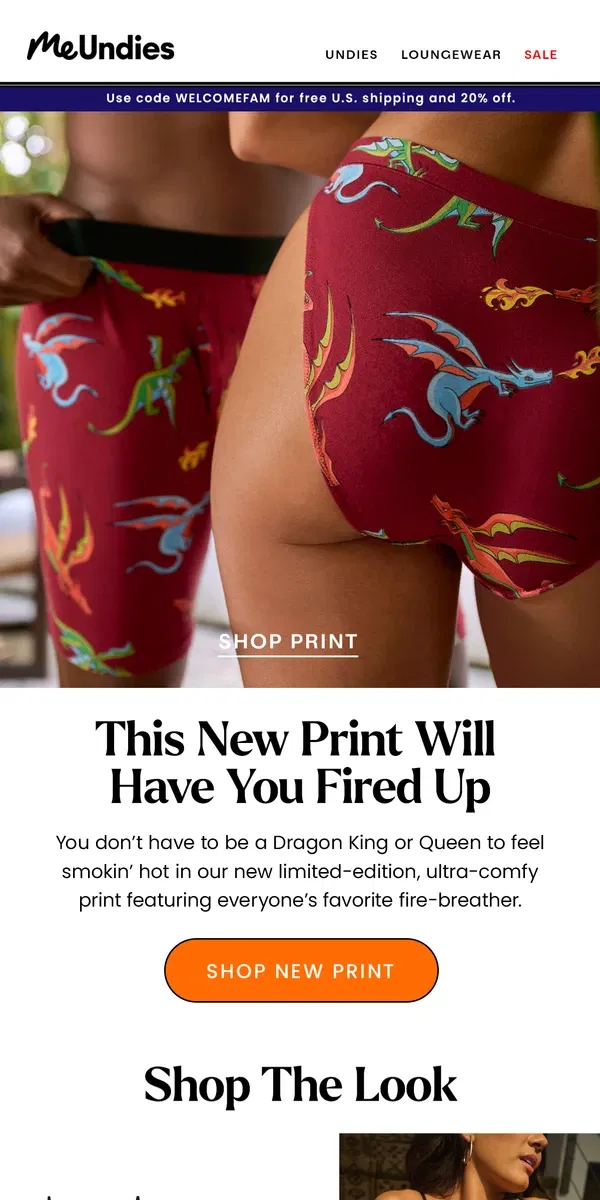 Email from MeUndies. 🔥New Dragon Print: Fired Up🔥