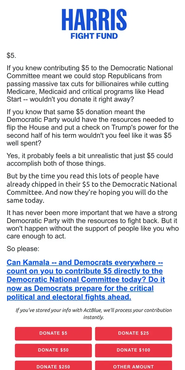 Email from Kamala Harris. If you knew… 