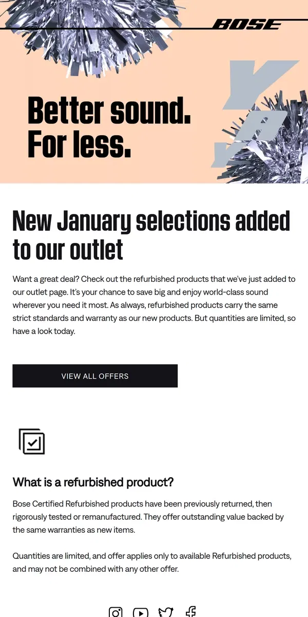 Email from Bose. New year, new-to-you selections | January outlet offers