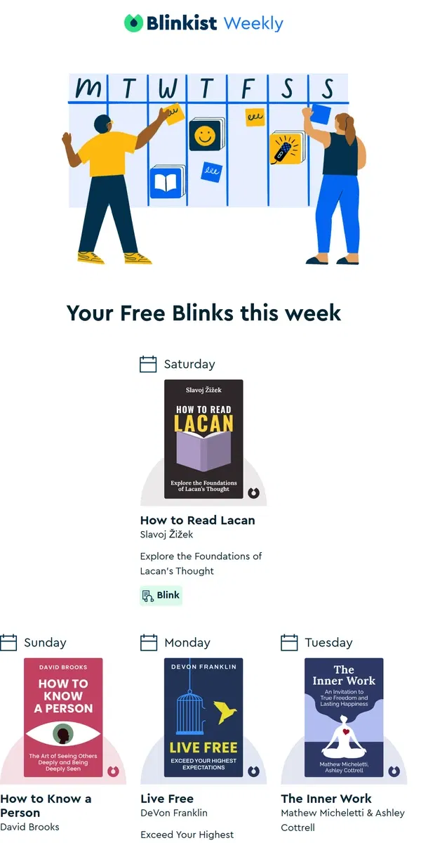 Email from Blinkist. 🗓️ The Summary: Your free reads this week