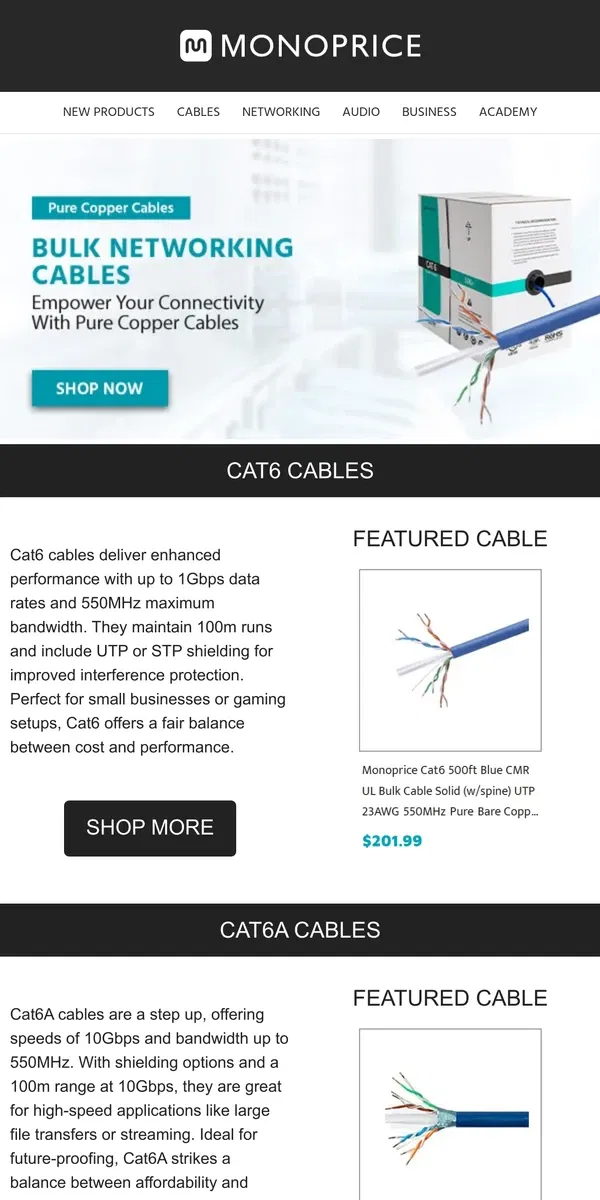 Email from Monoprice. Build Your Network With Bulk Networking Cables!