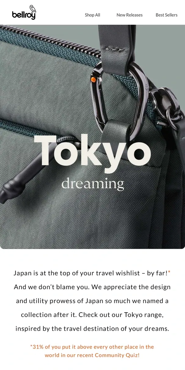 Email from Bellroy. Tokyo Au Go Go