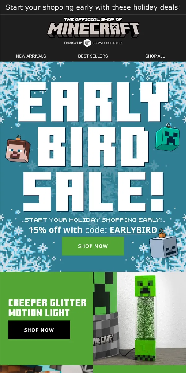 Email from Minecraft. Shop 15% Off Minecraft Holiday Gifts!