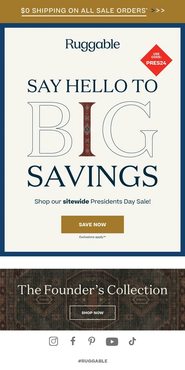 Email from Ruggable. This is ONE. BIG. SALE.