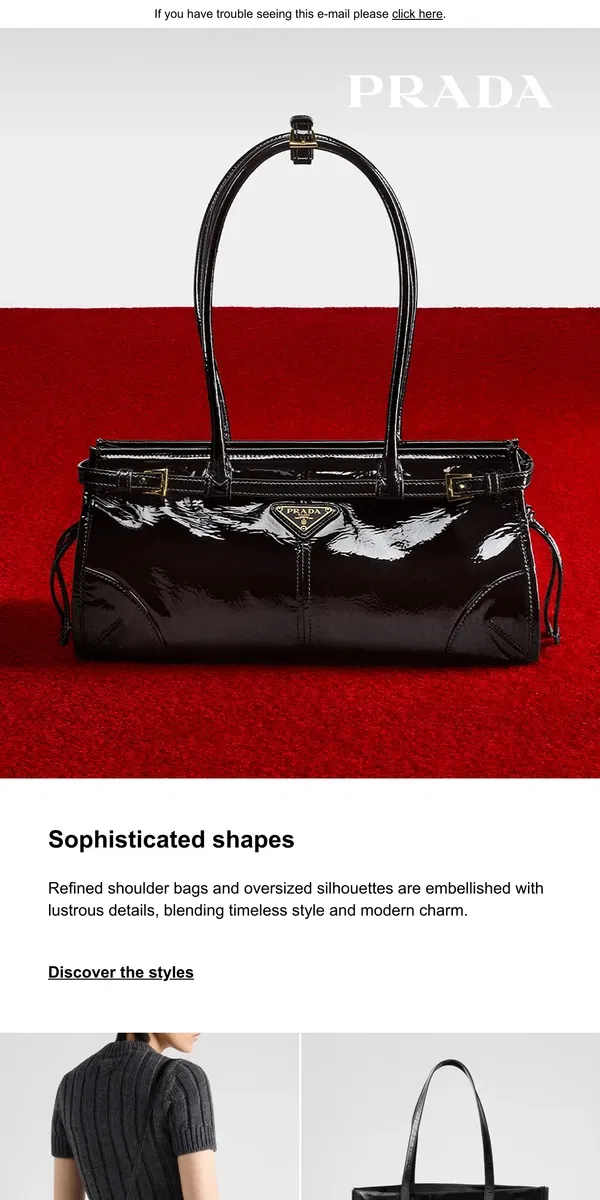 Email from Prada. Sophisticated leather bags