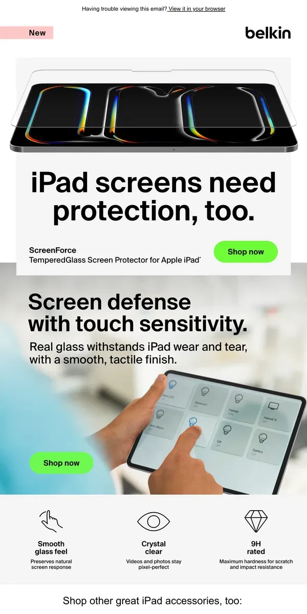 Email from Belkin. New iPad, new 4.9 ⭐️ iPad screen protectors