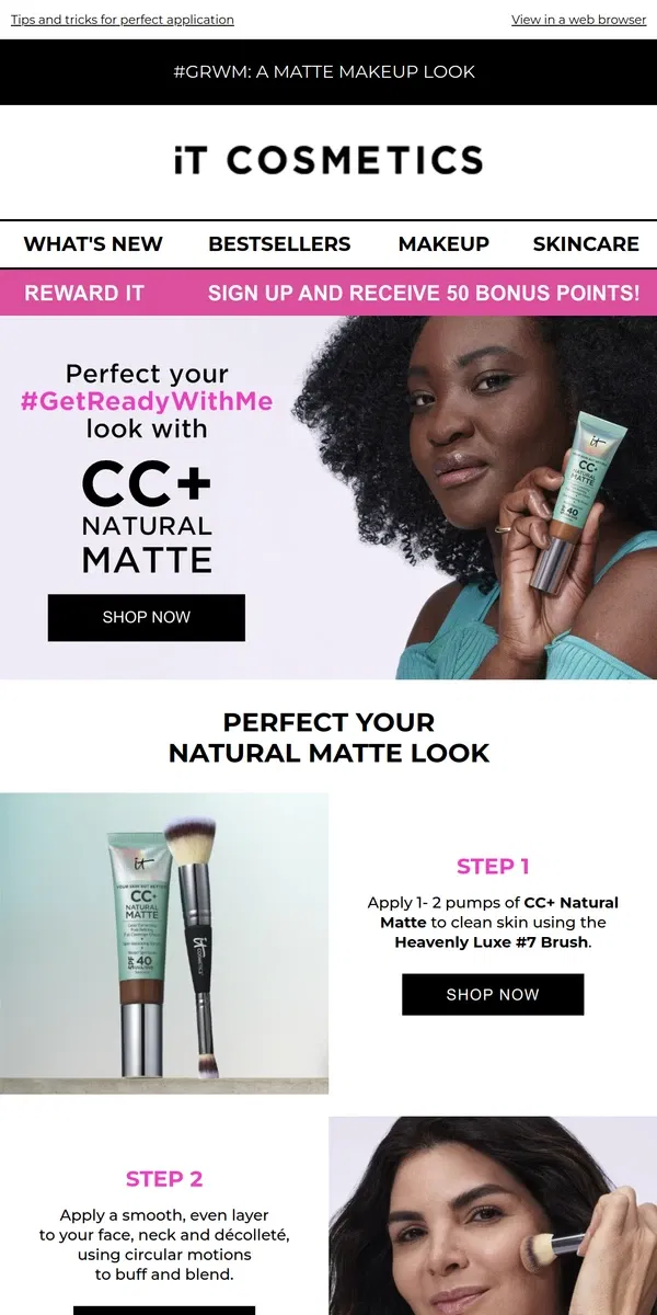 Email from IT Cosmetics. Go Viral with CC+ NATURAL MATTE! 🎥