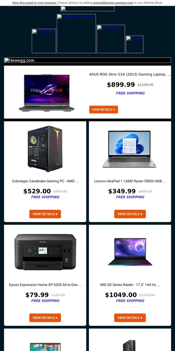 Email from Newegg. 🖥Grab Unbeatable Deals! $579.99 Dell Desktop🖥