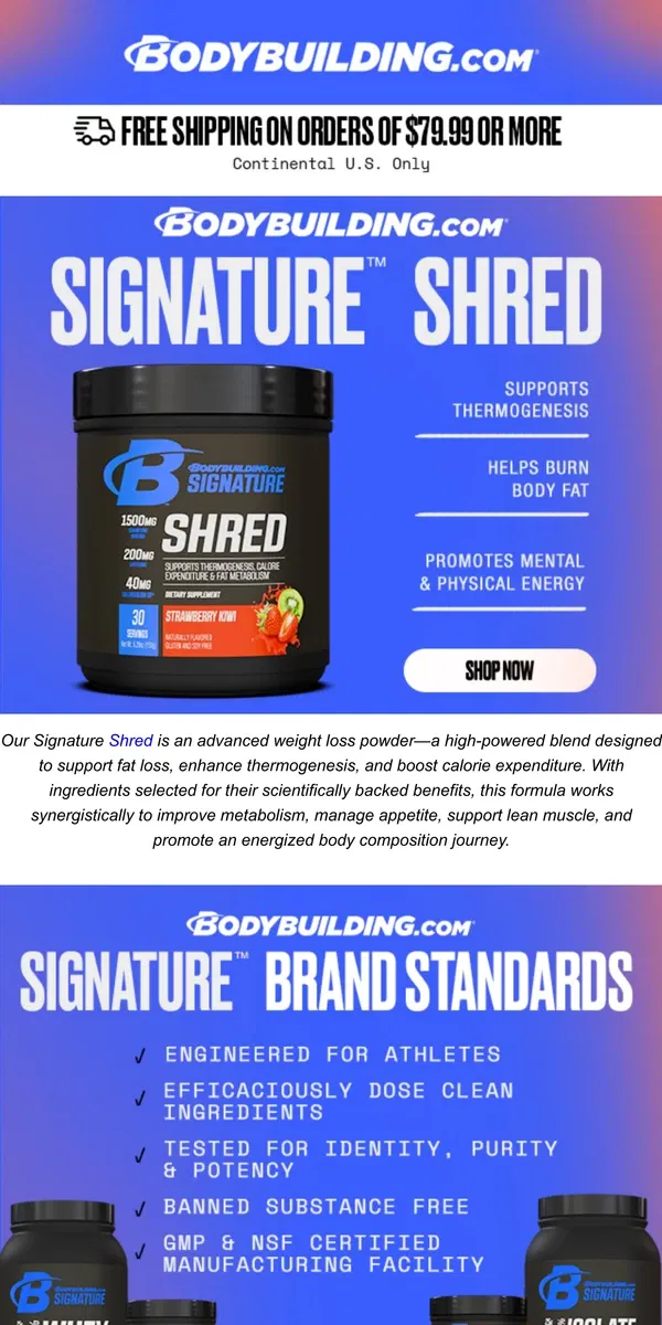 Email from Bodybuilding.com. ⏰ It’s Time to Shred! Meet the Supplement Made for Fat Burn