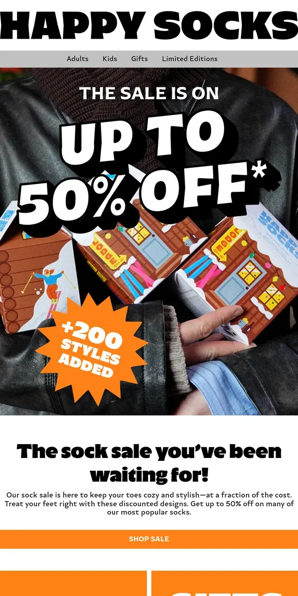 Email from Happy Socks. Up to 50% Off on 100s of Products!