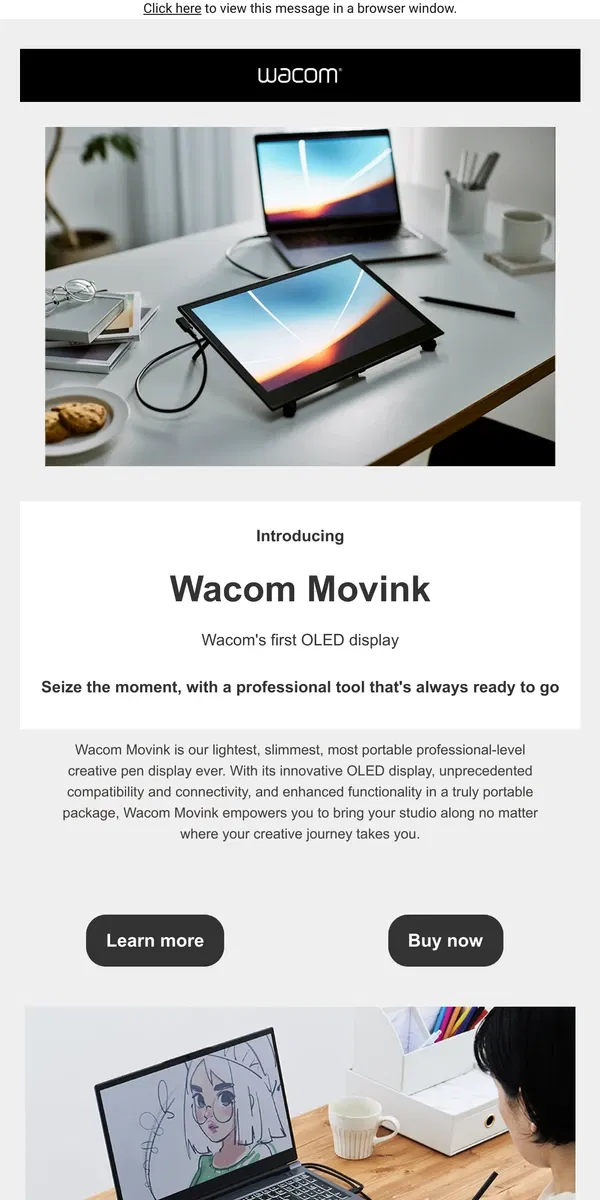 Email from Wacom. Introducing Wacom Movink