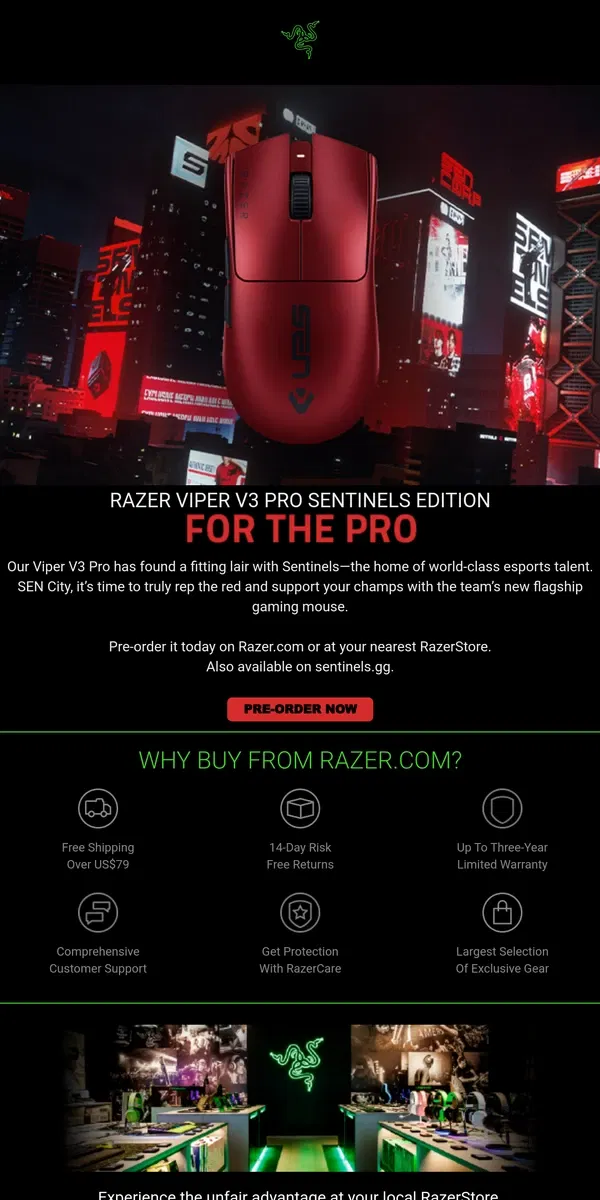 Email from Razer. Just Dropped: Razer Viper V3 Pro Sentinels Edition