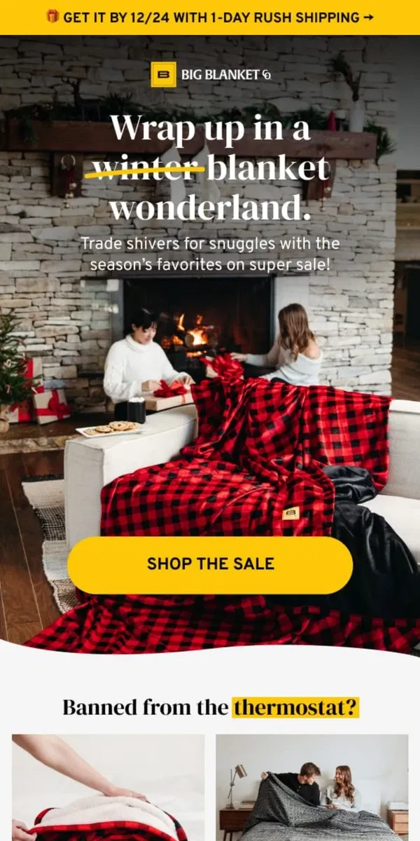 Email from Big Blanket Co. It's a Blanket Wonderland ❄️