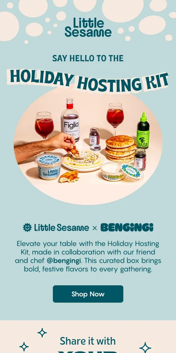 Email from Little Sesame. SAY HELLO TO THE HOLIDAY HOSTING KIT 🎁