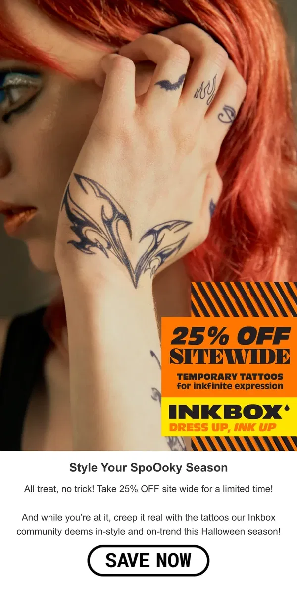 Email from Inkbox. 🕸️ Take 25% OFF Sitewide 🕸️