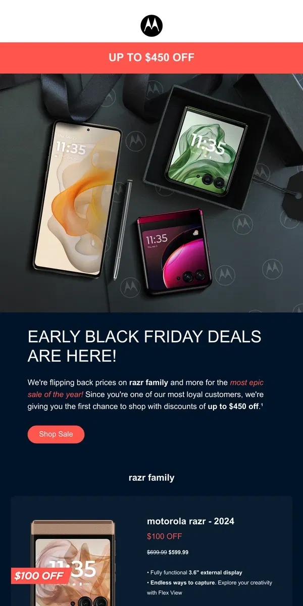 Email from Motorola. 🖤 Early Black Friday Deals Are Here!