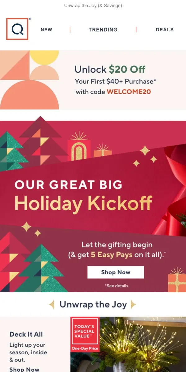 Email from QVC. It's Go-Time for Gifting & 5 Easy Pays