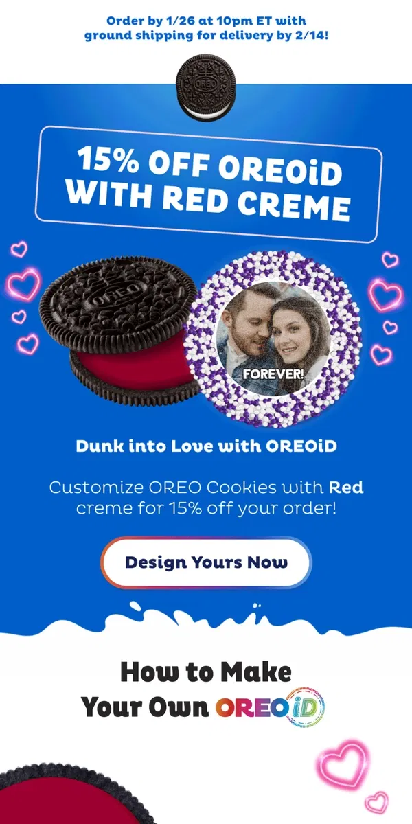 Email from OREO. Flash Sale 💘 15% Off for Valentine’s Day