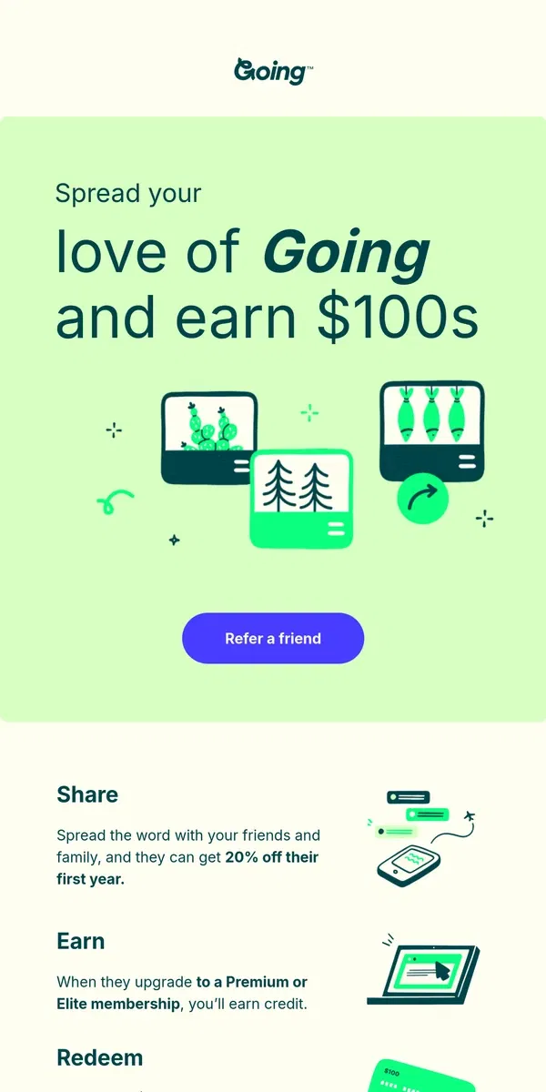 Email from Going. Share deals, earn 💰💰💰