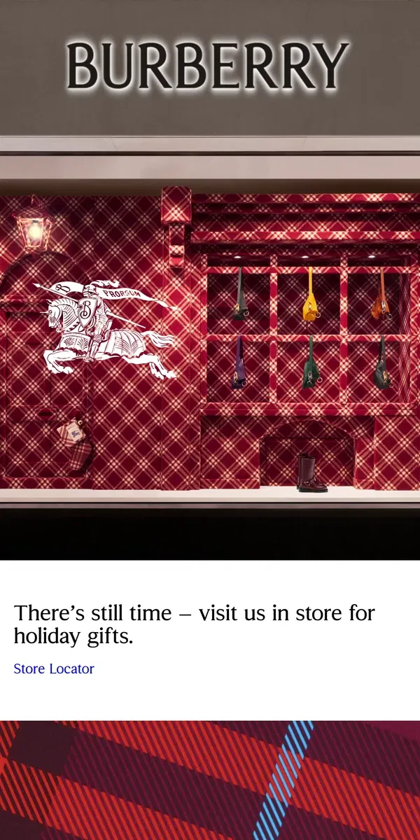 Email from Burberry. Last-minute gifts