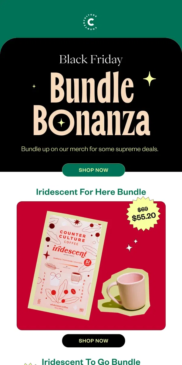 Email from Counter Culture Coffee. Black Friday Bundle Bonanza 🖤 -  Merch Edition