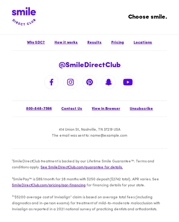 Email from SmileDirectClub. The smart choice for the smile of your dreams.