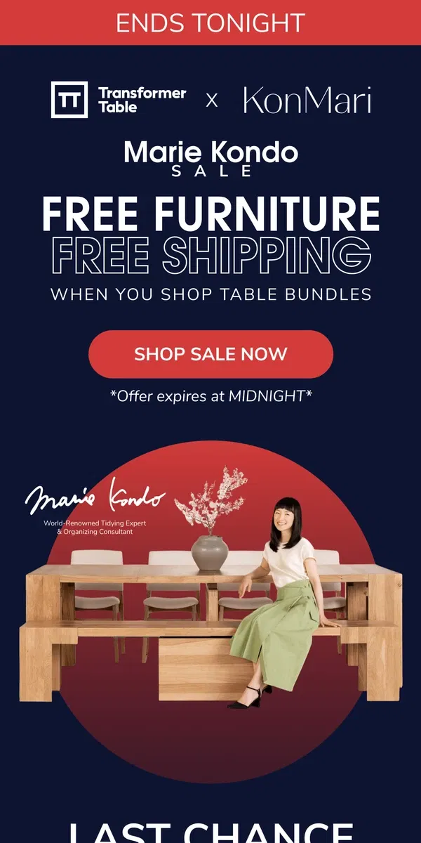 Email from Transformer Table. FREE furniture 🪑 (expires tonight) ⏰