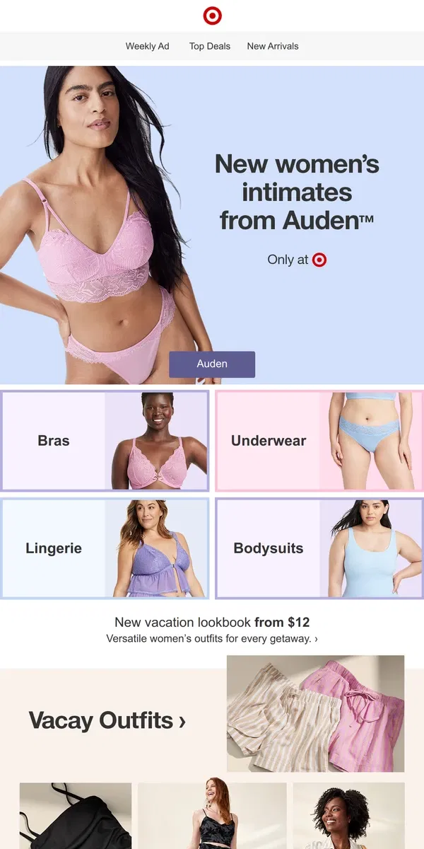 Email from Target. New intimates are here. Only at Target.