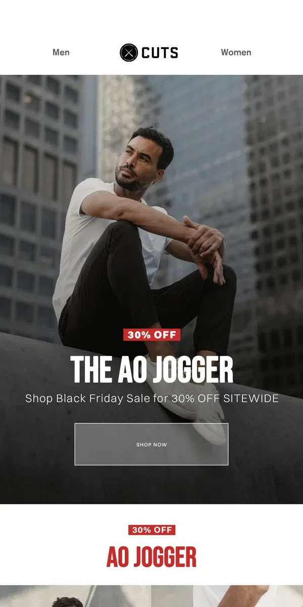 Email from Cuts. Your Favorite Jogger is 30% Off