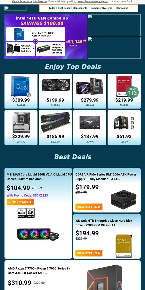 Email from Newegg. Just $219.99! WD120EFBX 12TB HDD 🔥