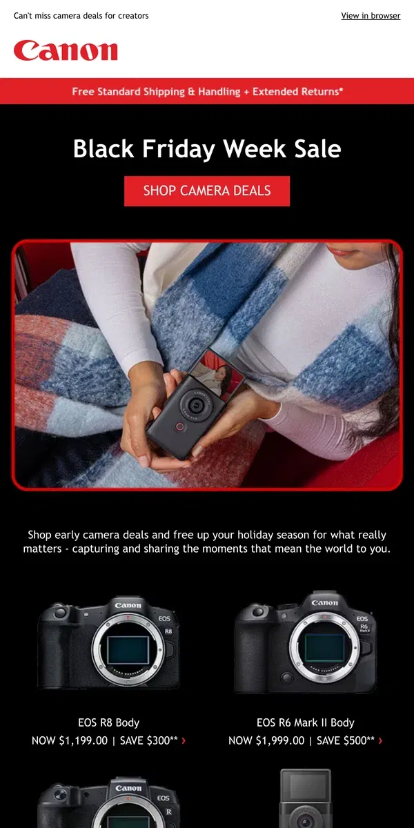 Email from Canon. Snap. Share. SAVE! 🎁