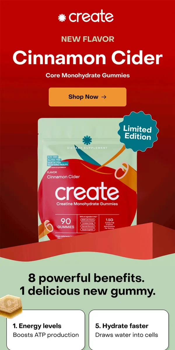 Email from Create Wellness. A NEW festive flavor is here