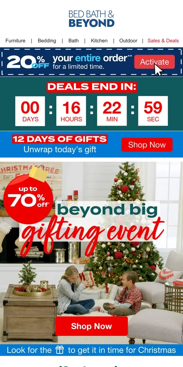 Email from Bed Bath & Beyond. 🚨🎁🚨 ENDS TONIGHT: Beyond Big Gifting ⏳⌛️