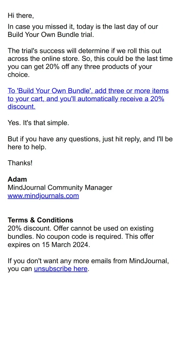 Email from Mindjournal. Your trial ends today 👉