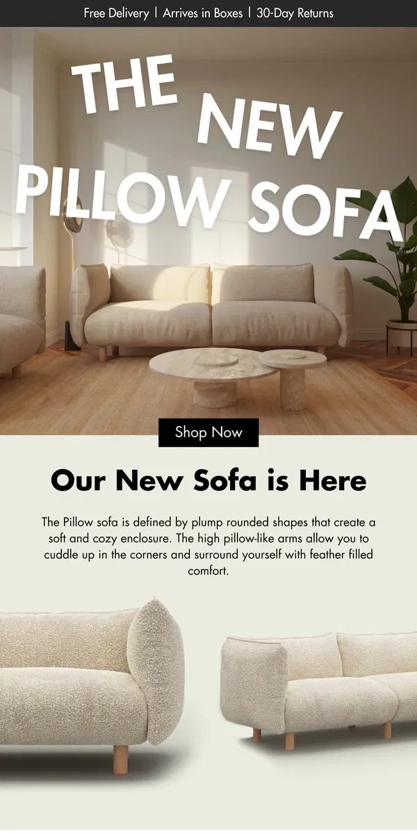 Email from Cozmo Home. A brand new sofa just dropped…