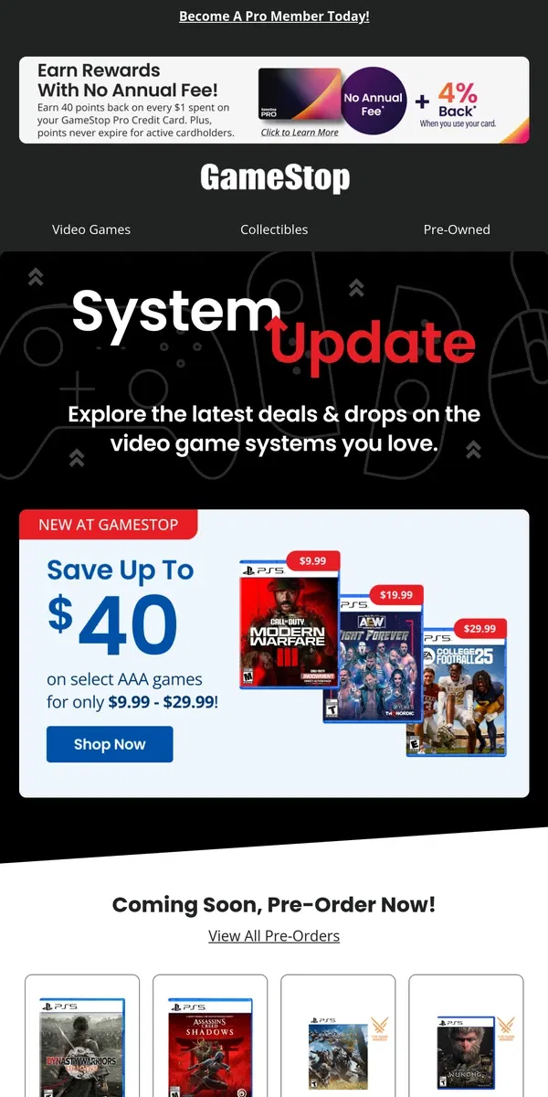 Email from GameStop. ❄️ 12 Days of Deals! AAA games for $29.99 or less! 45% Off select EA games!