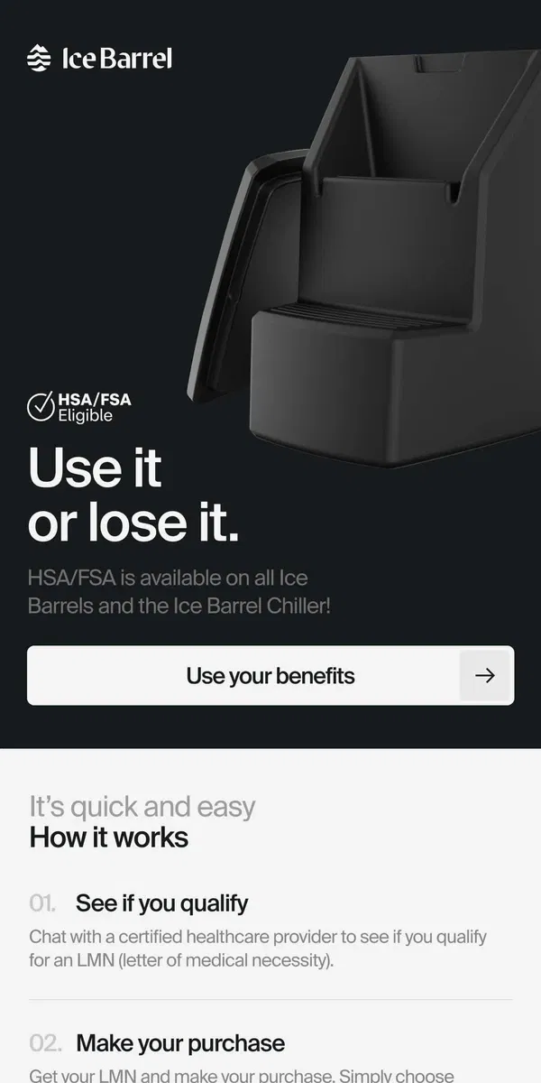 Email from Ice Barrel. Use it or lose it 💸