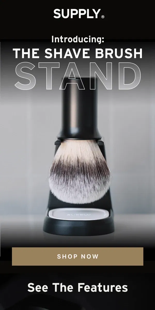 Email from Supply. NEW! Shave Brush Stand