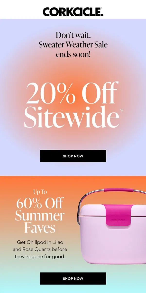 Email from CORKCICLE. Celebrate Sweater Weather with 20% Off Sitewide!