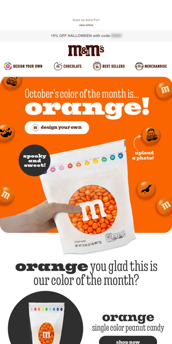 Email from M&M's. October's Color of the Month Is...