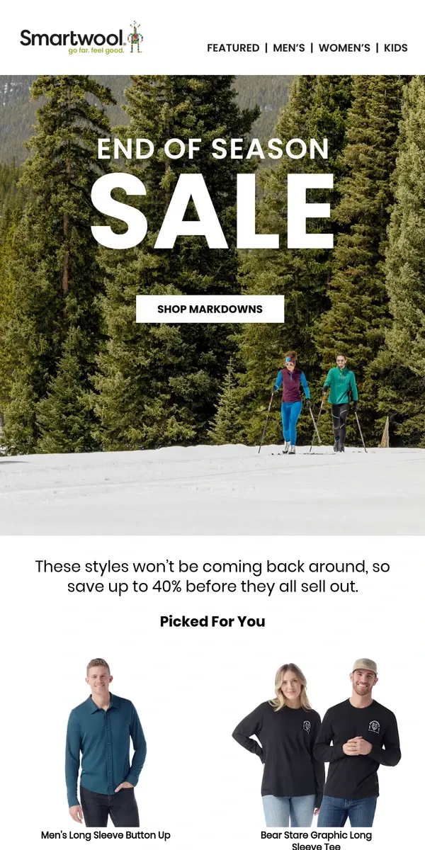 Email from Smartwool. Just marked down: last-chance styles