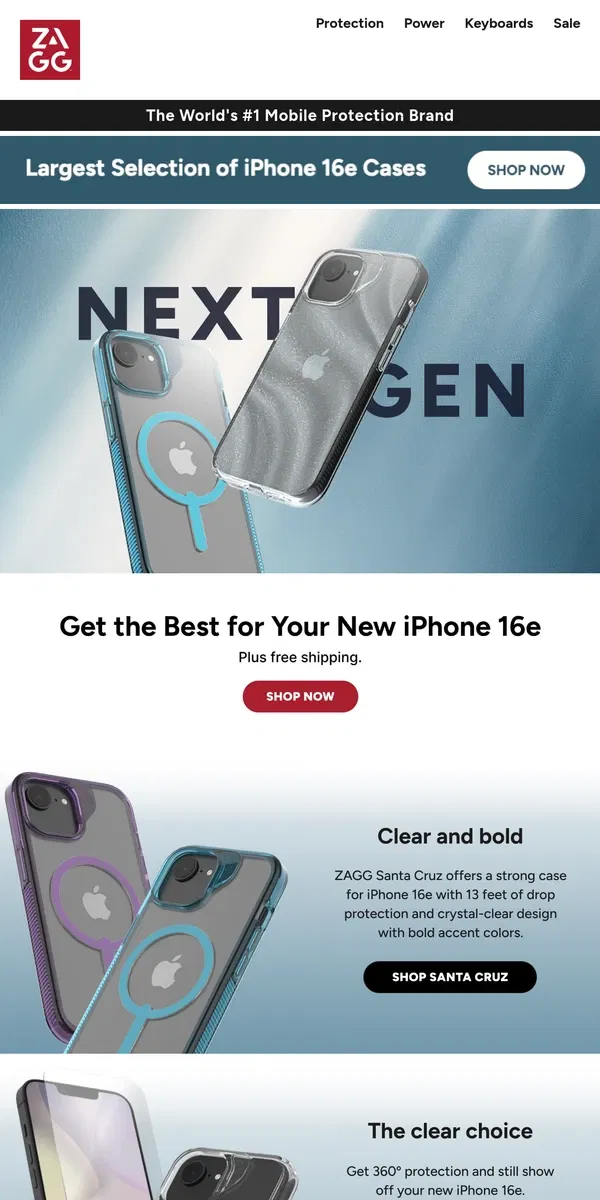 Email from ZAGG. iPhone 16e Preorder Day!