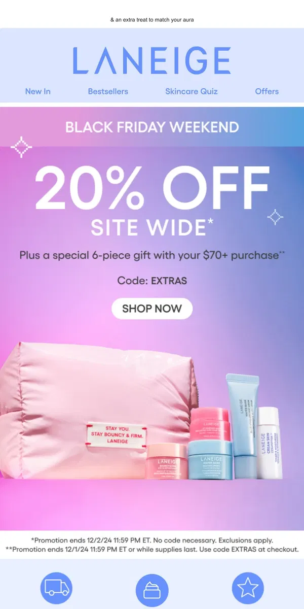 Email from LANEIGE. Black Friday Wknd: 20% Off