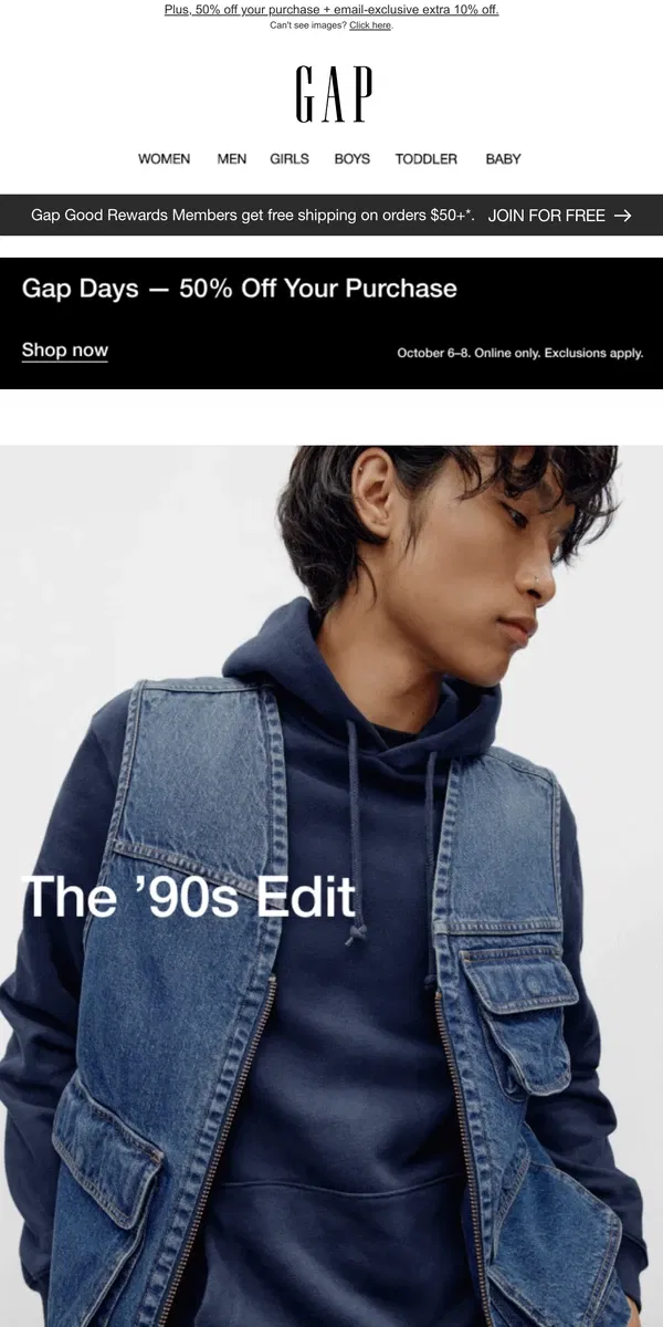 Email from GAP. THE NEW '90s