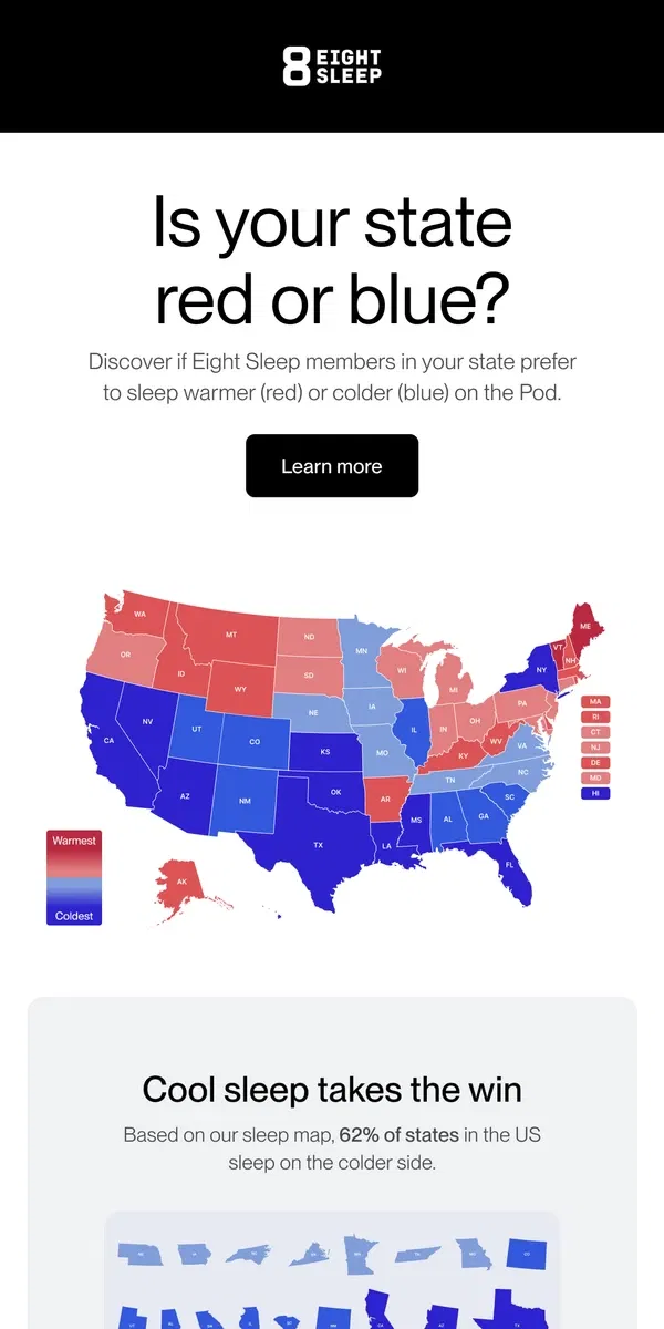 Email from Eight Sleep. The votes are in.